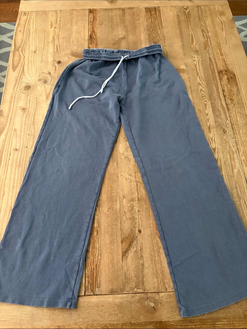 Brandy Melville Blue Wide-Leg Drawstring Track Pants